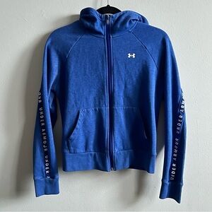 Under Armour Fleece Full Zip Up Hoodie with Pockets - Small in Blue